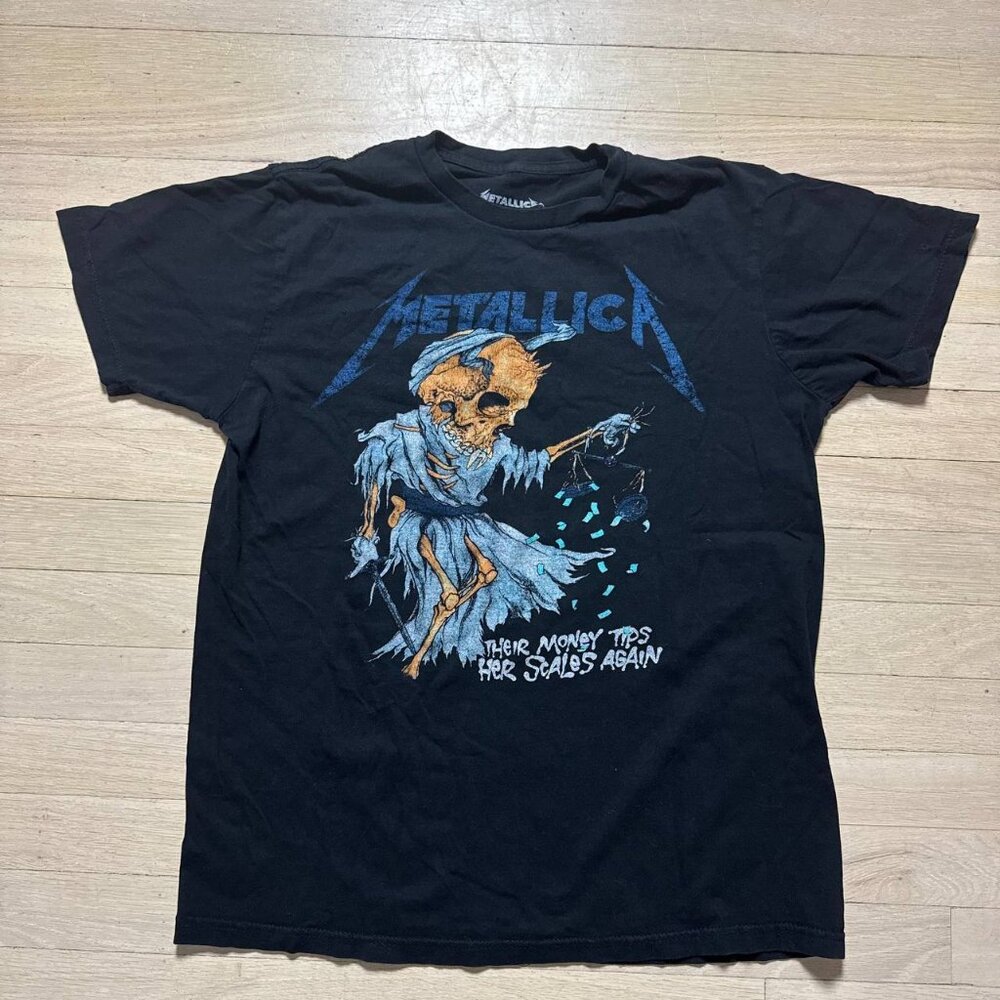 Vintage Metallica Black Tee Pushead "Their Money Tips Her Scales Again" Medium